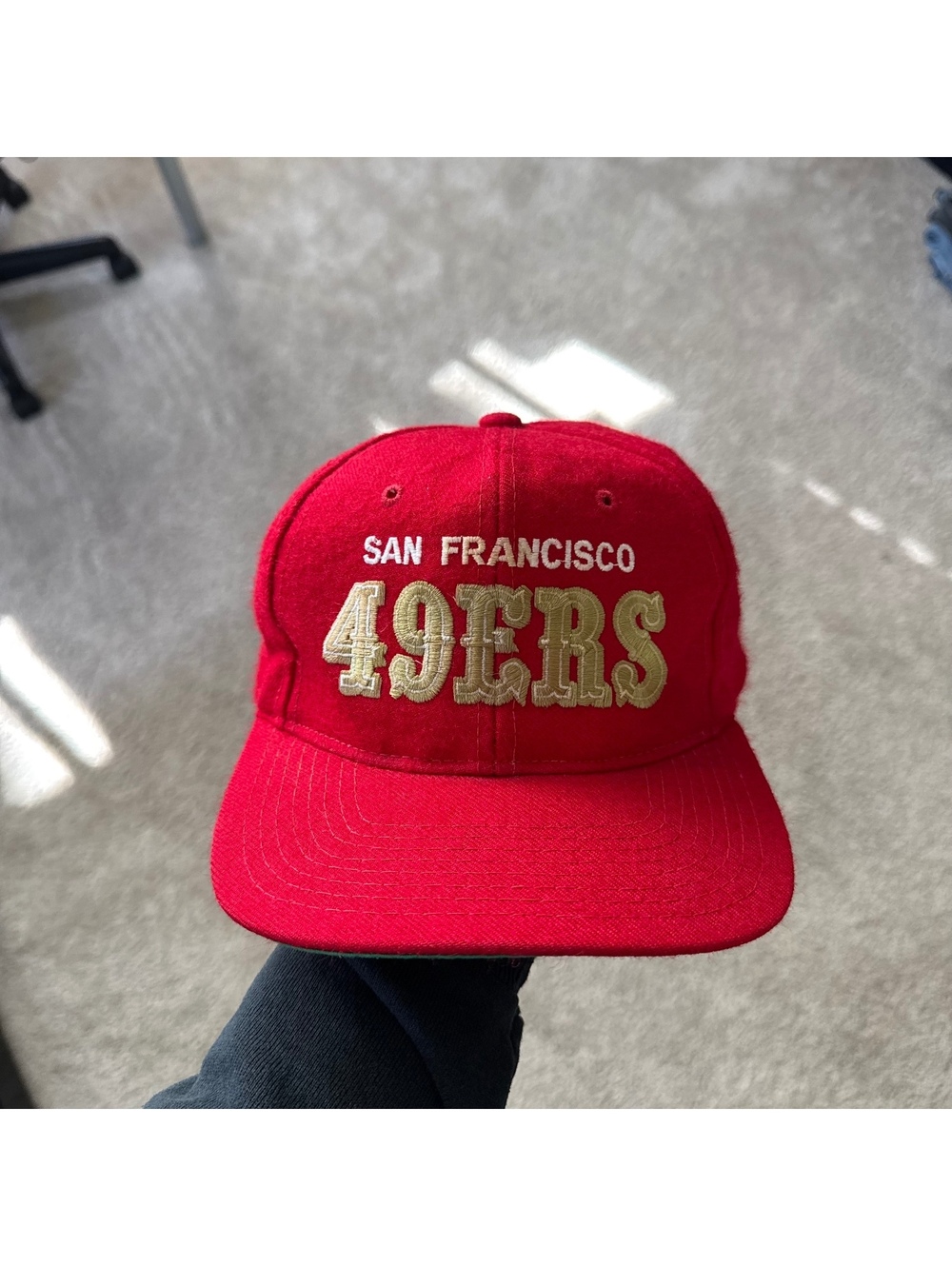 Vtg 90s San Francisco 49ers Starter Spellout 100% Wool Adjustable Snapback Hat